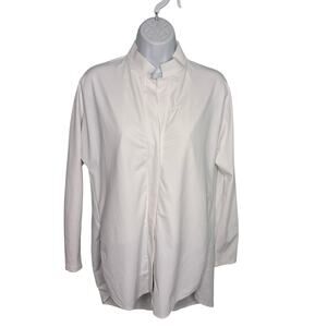 Aday Something Borrowed White Long Sleeve Button Up Tunic Top S